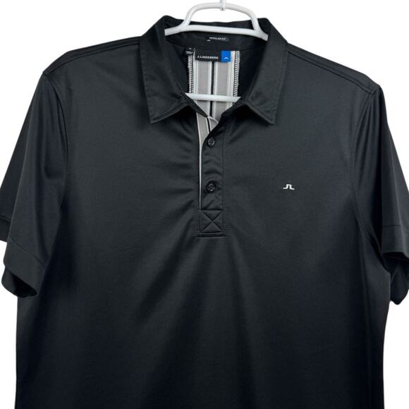 Men's J.Lindeberg Black  Short Sleeve‎ Regular Fit Performance Casual Polo M - Picture 2 of 9